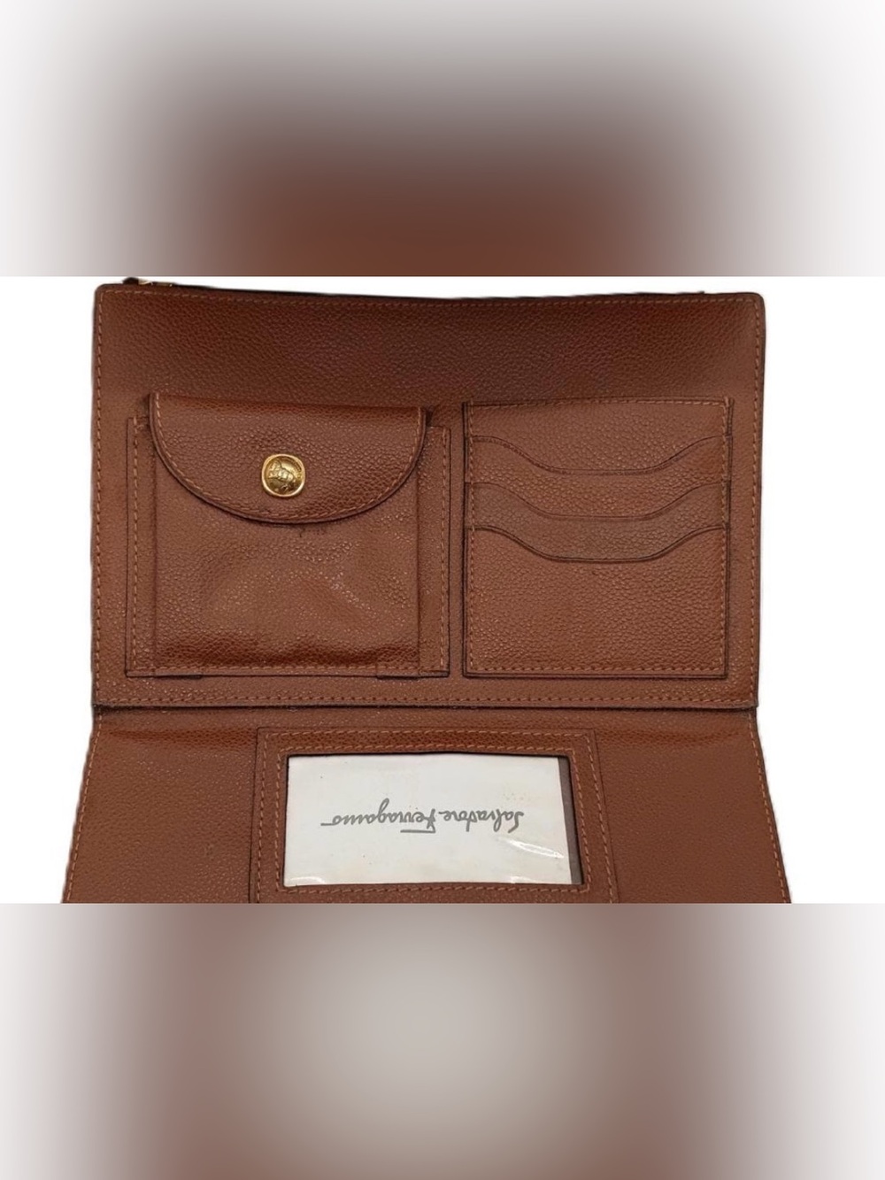 SALVATORE FERRAGAMO ICONIC GANCINI VINTAGE LEATHER CLUTCH BAG - Picture 5 of 12